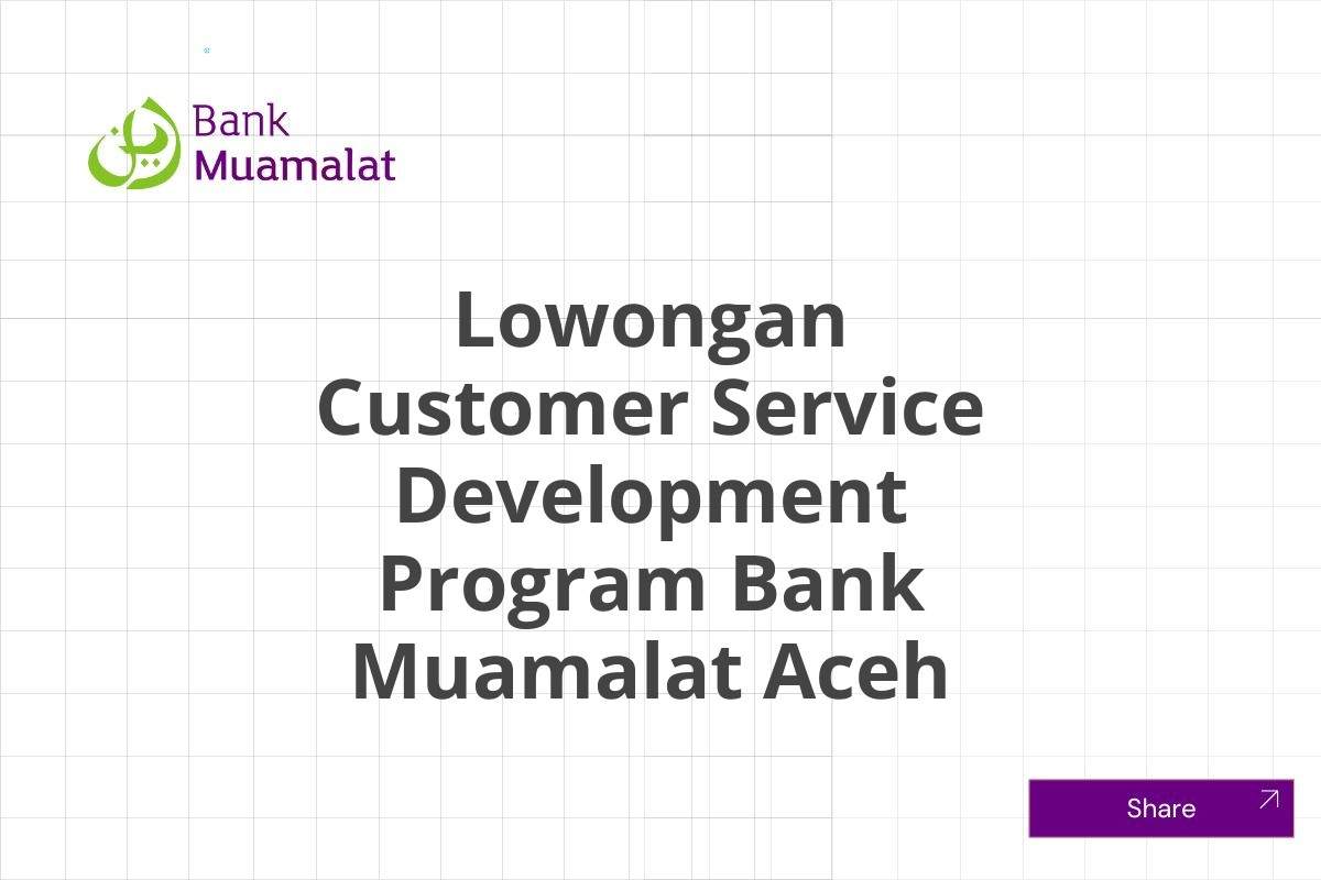 Lowongan Customer Service Development Program Bank Muamalat Aceh