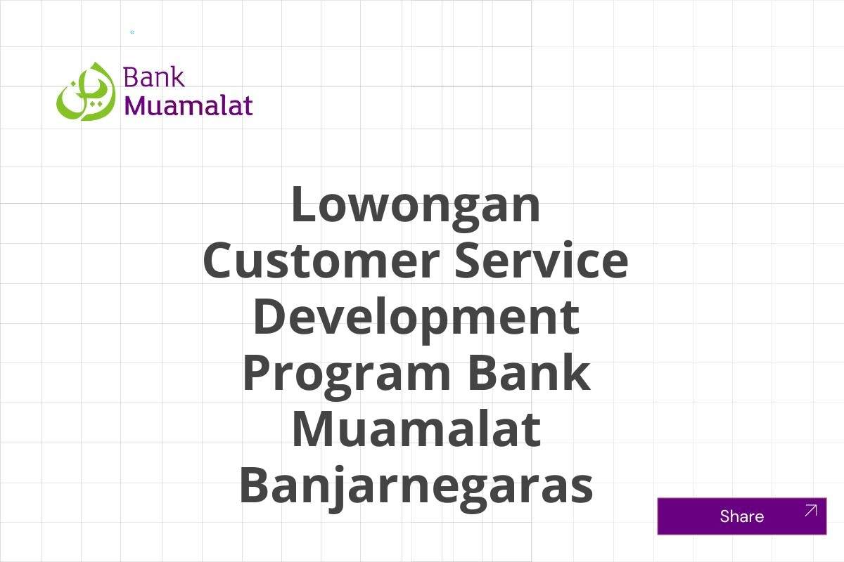 Lowongan Customer Service Development Program Bank Muamalat Banjarnegaras