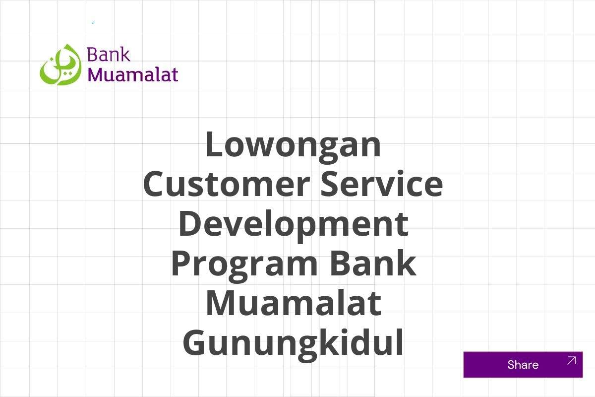 Lowongan Customer Service Development Program Bank Muamalat Gunungkidul