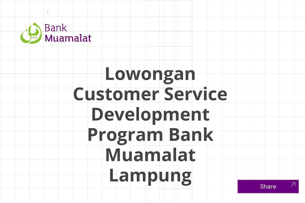 Lowongan Customer Service Development Program Bank Muamalat Lampung