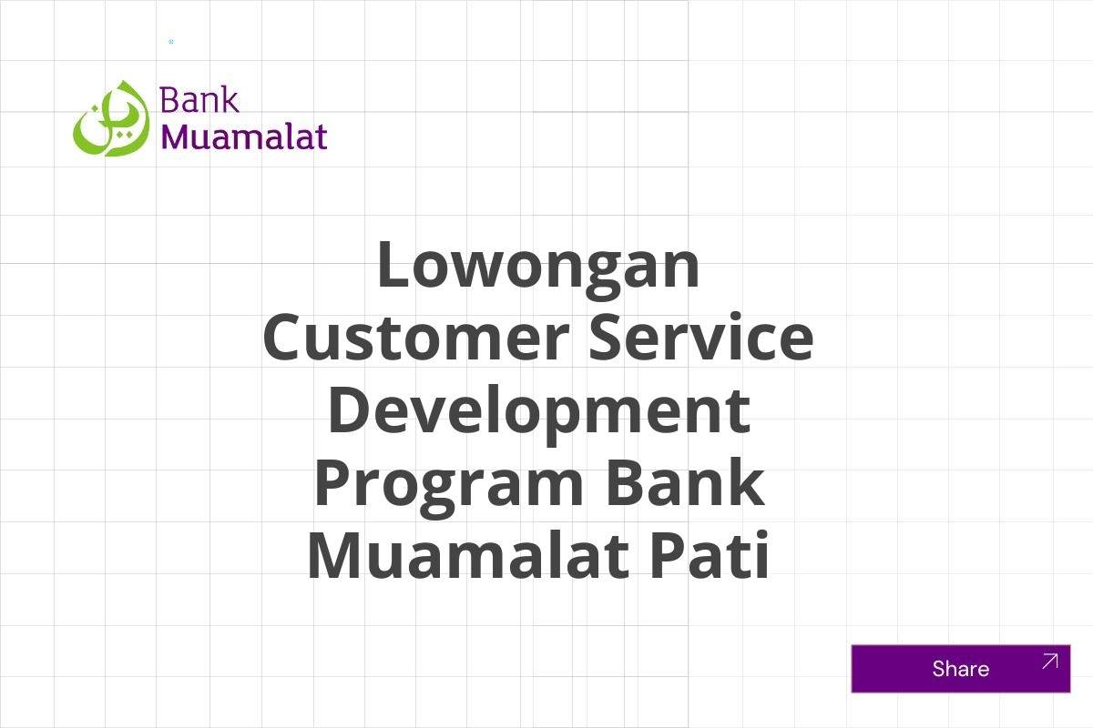 Lowongan Customer Service Development Program Bank Muamalat Pati