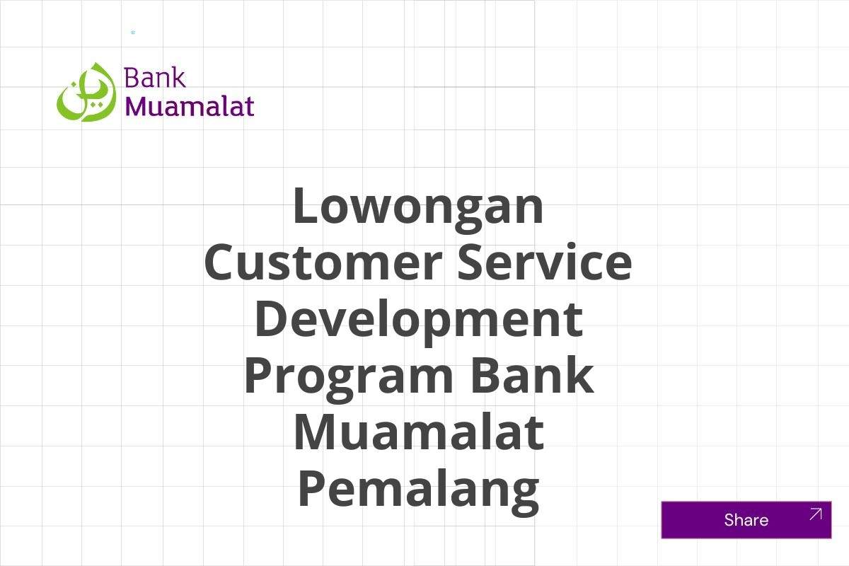 Lowongan Customer Service Development Program Bank Muamalat Pemalang