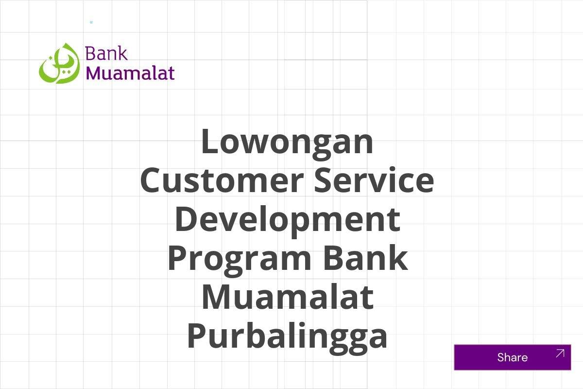 Lowongan Customer Service Development Program Bank Muamalat Purbalingga