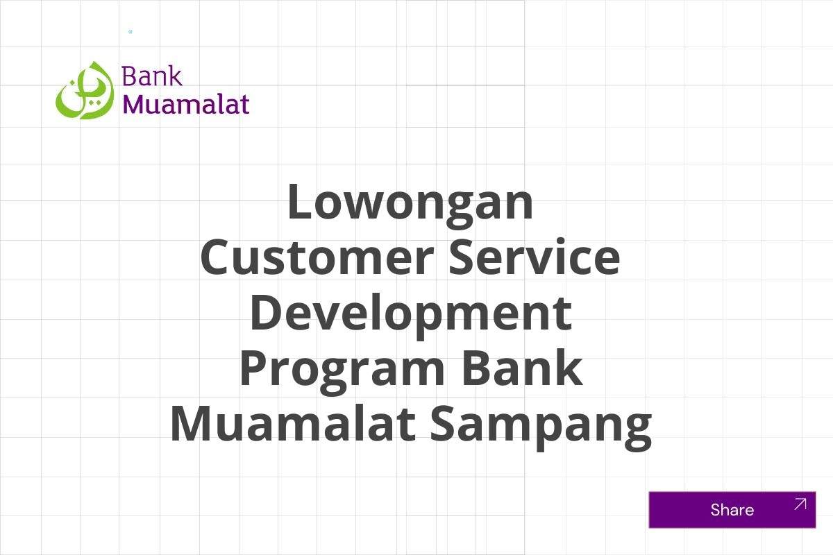 Lowongan Customer Service Development Program Bank Muamalat Sampang