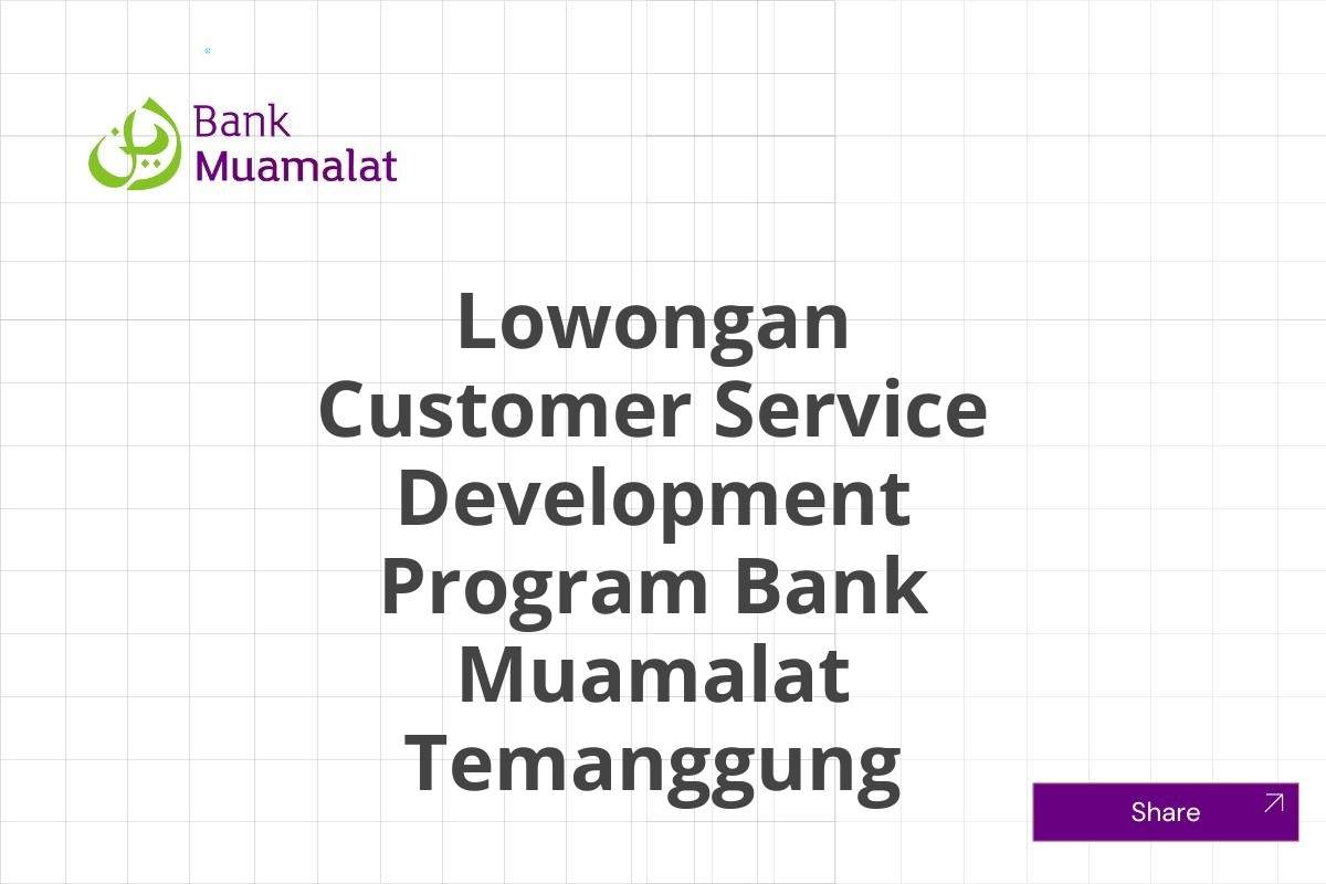 Lowongan Customer Service Development Program Bank Muamalat Temanggung