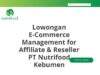 Lowongan E-Commerce Management for Affiliate & Reseller PT Nutrifood Kebumen