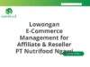 Lowongan E-Commerce Management for Affiliate & Reseller PT Nutrifood Ngawi