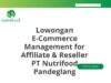 Lowongan E-Commerce Management for Affiliate & Reseller PT Nutrifood Pandeglang