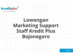 Lowongan Marketing Support Staff Kredit Plus Bojonegoro