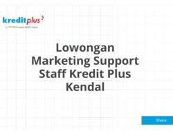 Lowongan Marketing Support Staff Kredit Plus Kendal