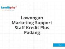 Lowongan Marketing Support Staff Kredit Plus Padang