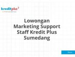 Lowongan Marketing Support Staff Kredit Plus Sumedang