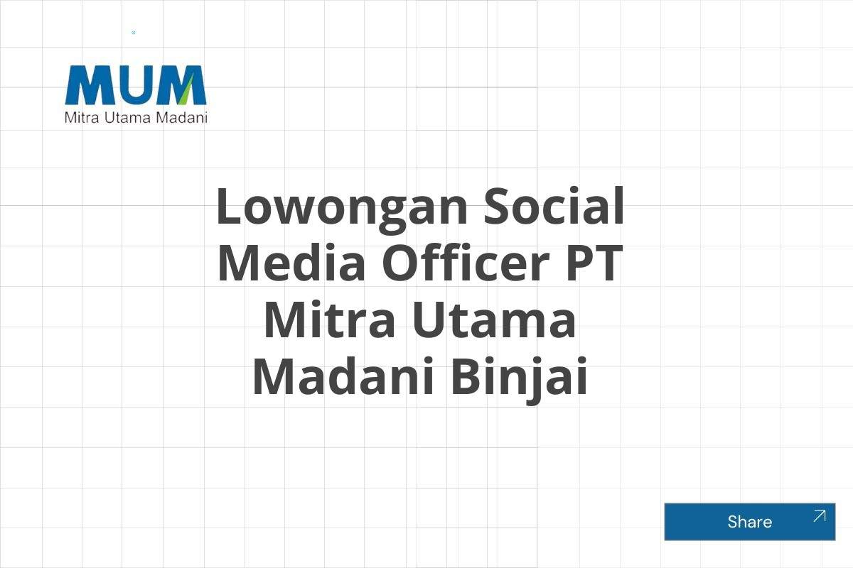 Lowongan Social Media Officer PT Mitra Utama Madani Binjai