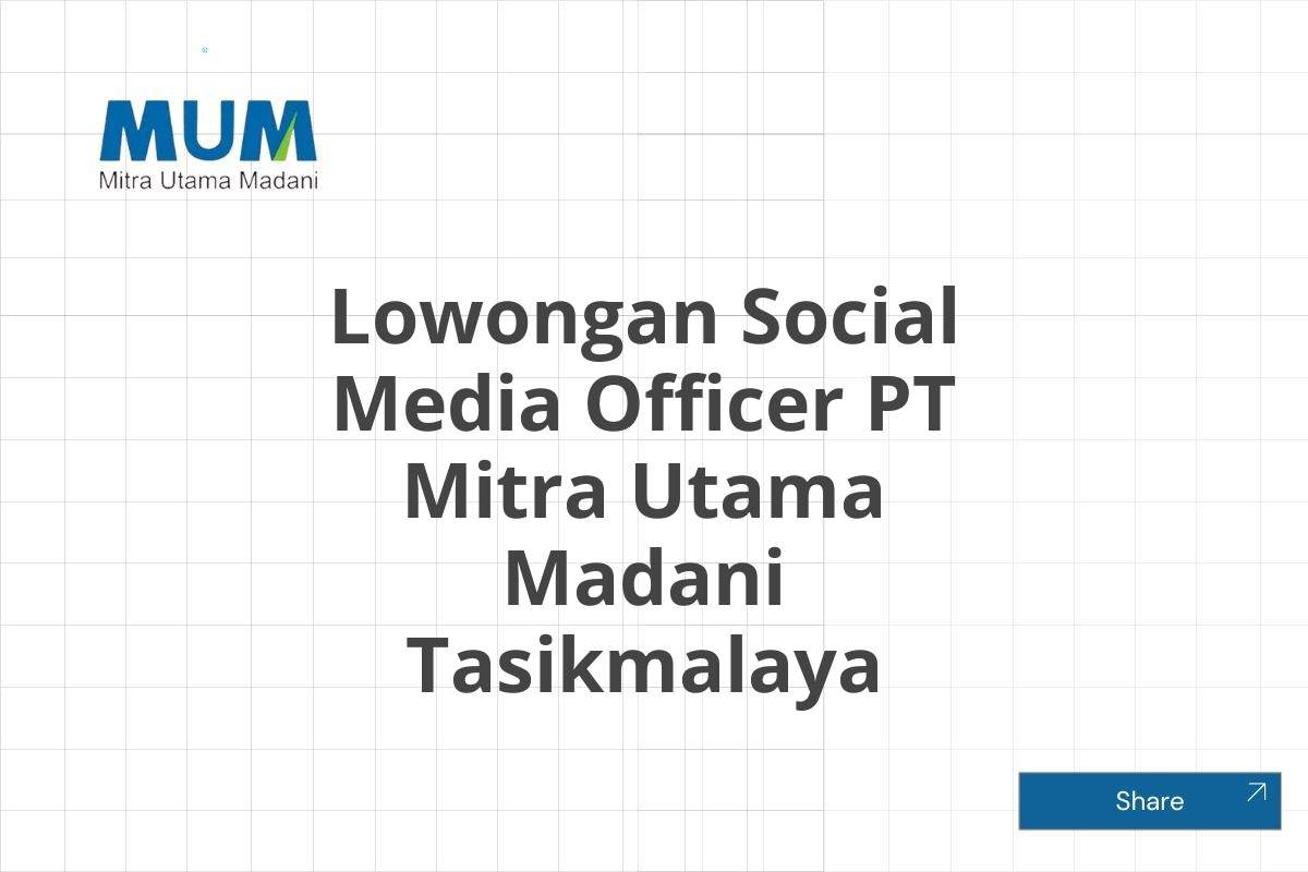 Lowongan Social Media Officer PT Mitra Utama Madani Tasikmalaya