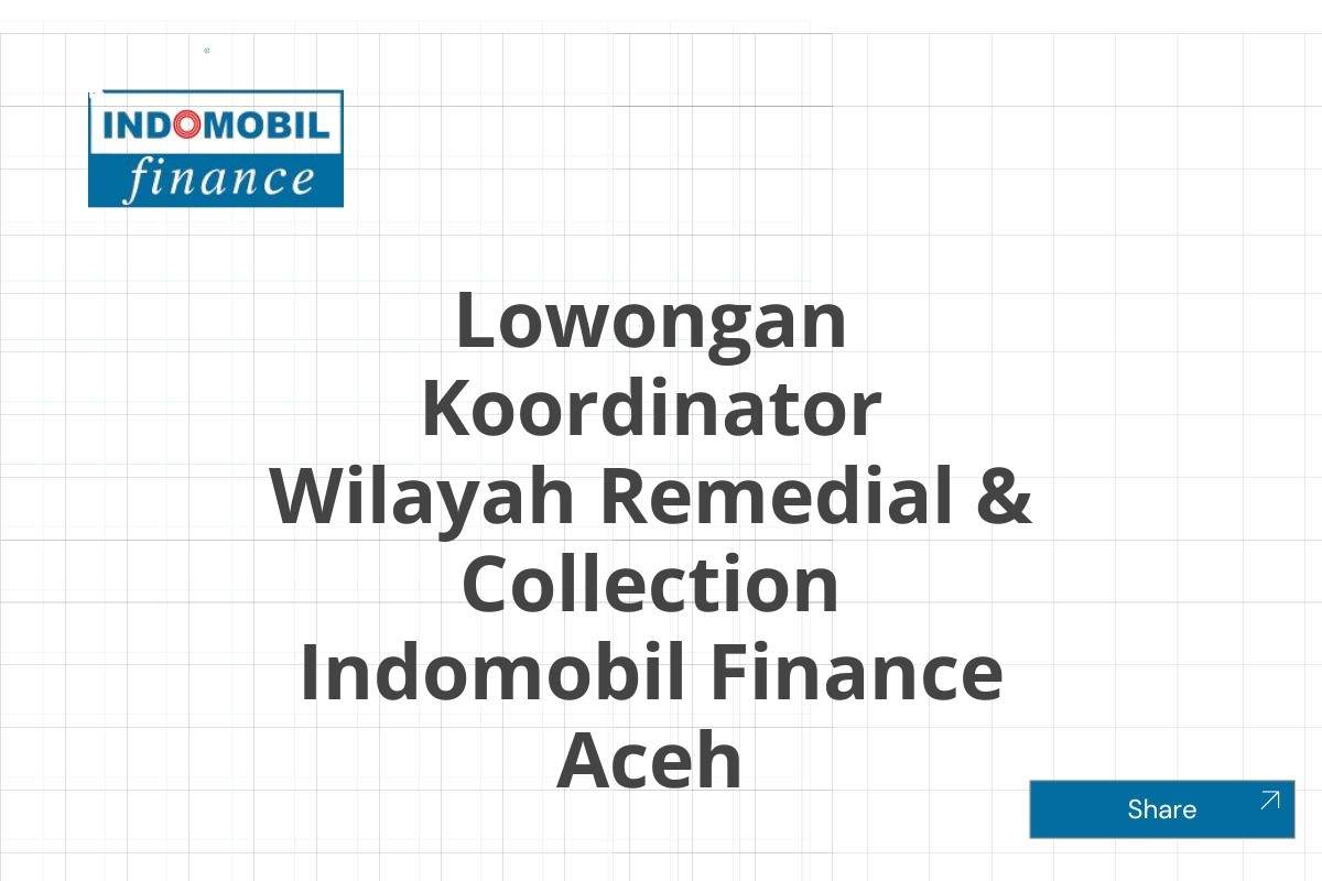 Lowongan Koordinator Wilayah Remedial & Collection Indomobil Finance Aceh