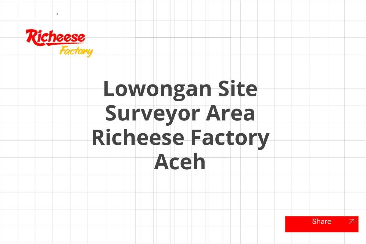 Lowongan Site Surveyor Area Richeese Factory Aceh