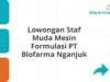 Lowongan Staf Muda Mesin Formulasi PT Biofarma Nganjuk