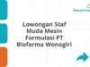 Lowongan Staf Muda Mesin Formulasi PT Biofarma Wonogiri