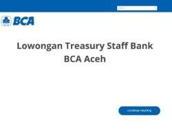 Lowongan Treasury Staff Bank BCA Aceh
