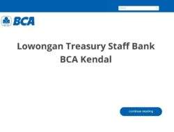 Lowongan Treasury Staff Bank BCA Kendal