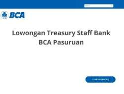 Lowongan Treasury Staff Bank BCA Pasuruan